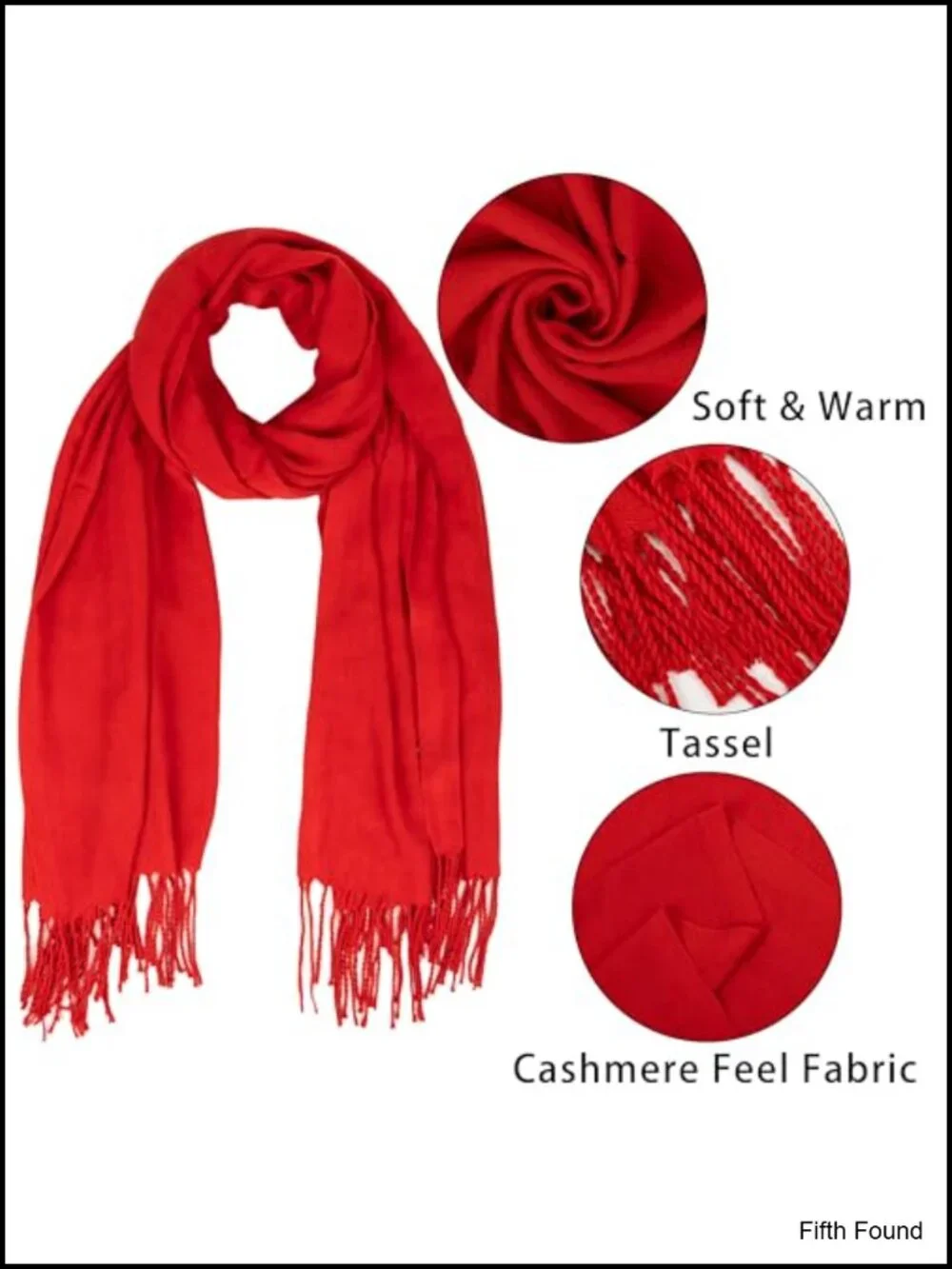 Winter Scarf Acrylic Polyester Fringed Shawl Wrap Warm Cold Weather